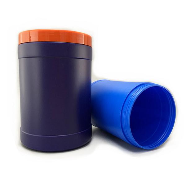 Blue Molded Color Wide Mouth Plastic Powder Canister Nutrition Protein Powder Canister