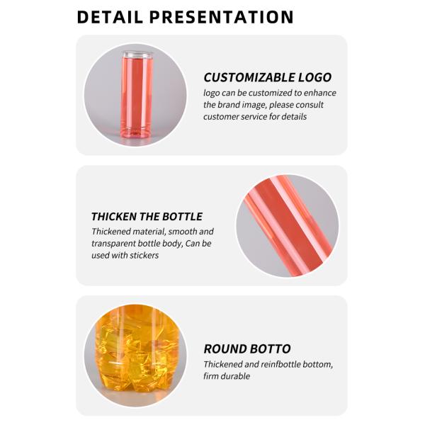 Food Grade 300ml OEM PET Plastic Beverage Bottles With Snap Lid