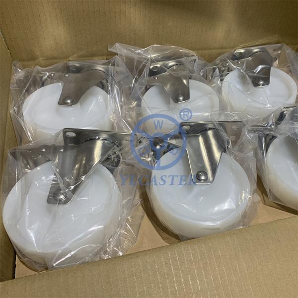 75mm Stainless Steel Casters With Double Brake Top Plate Solid Nylon Casters Customize
