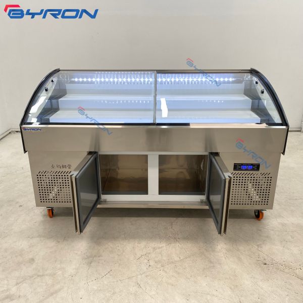 Fast Food Freezer Show Case 2 Door Display Chest Freezer Adjustable