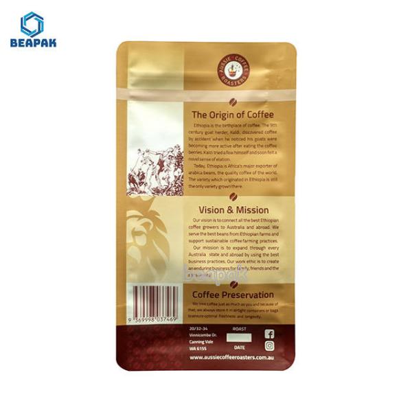 Мешки плоского дна молнии кофейного зерна Ресеалабле