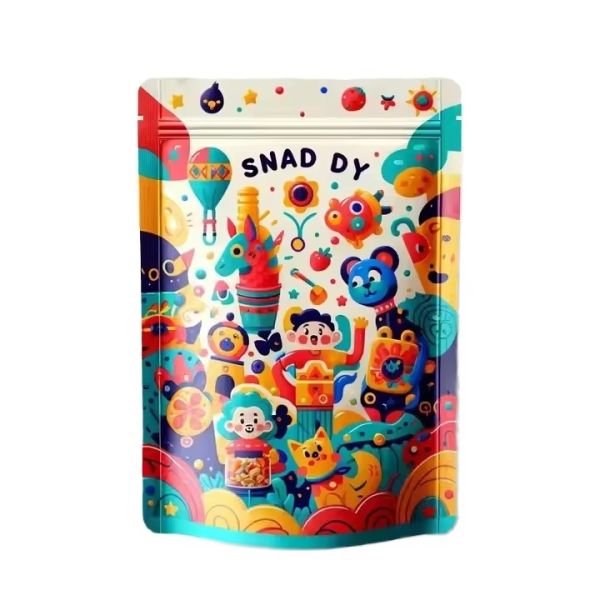 Bulk Supply Custom Cartoon Stand up Pouch Snack Bags with Zipper Top for Children's Food Disposable Wholesale Packaging
