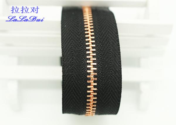 Semi Auto Lock Metal Open Ended Zips , Antique Copper Teeth Double Ended Zips For Coats