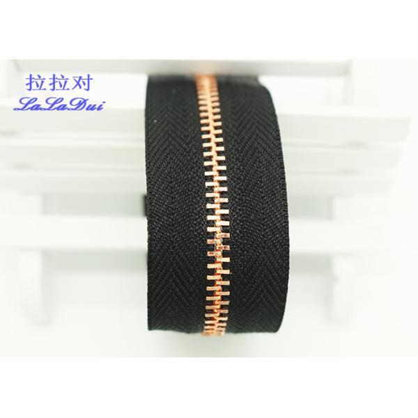 Semi Auto Lock Metal Open Ended Zips , Antique Copper Teeth Double Ended Zips For Coats