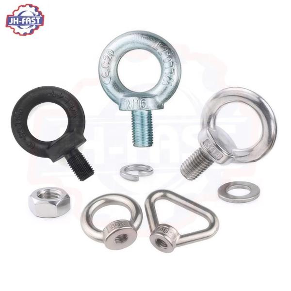 DIN 580 35mm Length Grade 8 Fully Threaded Carbon Steel Black Galvanized Eye Bolt