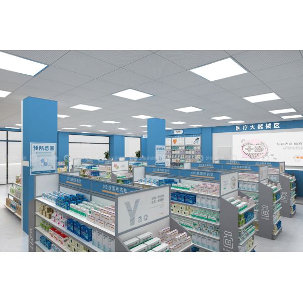 05-QWJYS005 Avant-Garde Minimalist Pharmacy Display Shelves Medicine Shop Decoration for Pharmacy Shop Interior Design