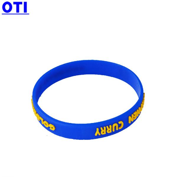 Outras características regionais Pulseira de borracha de silicone azul redonda personalizada