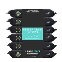 Plastique sans menthe serviettes mouillées éclaboussantes 100% fibres végétales serviettes de nettoyage de toilettes