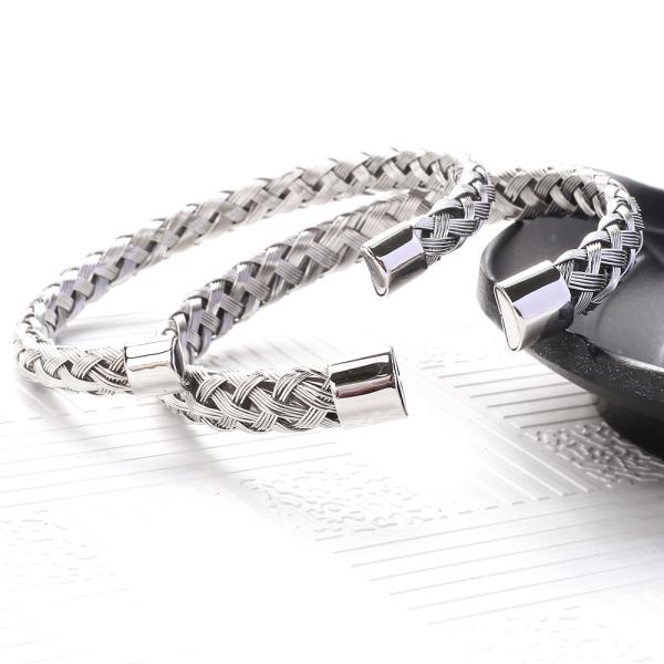 Wire rope twist Braided black bracelet Stainless Steel C-shaped opening titanium steel mesh twisted wire bracelet