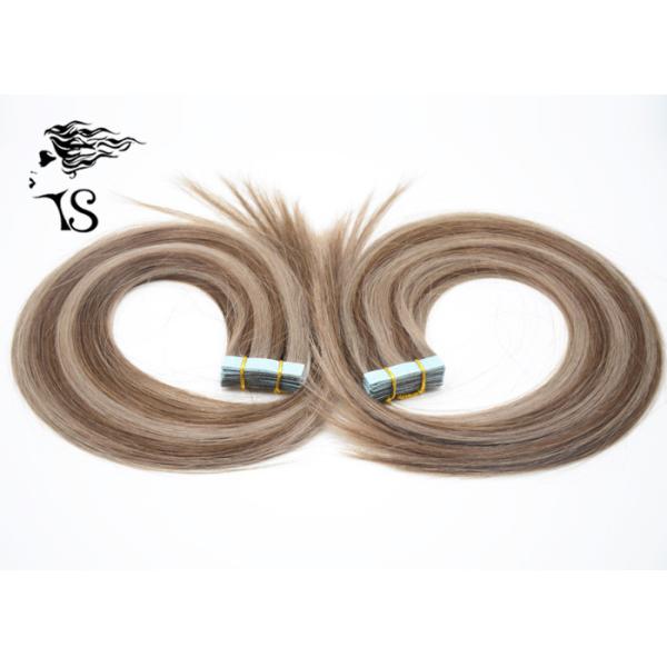 Zebra Stripes Indian Tape In Hair Extensions Real Human Hair Ash Brown And Light Brown