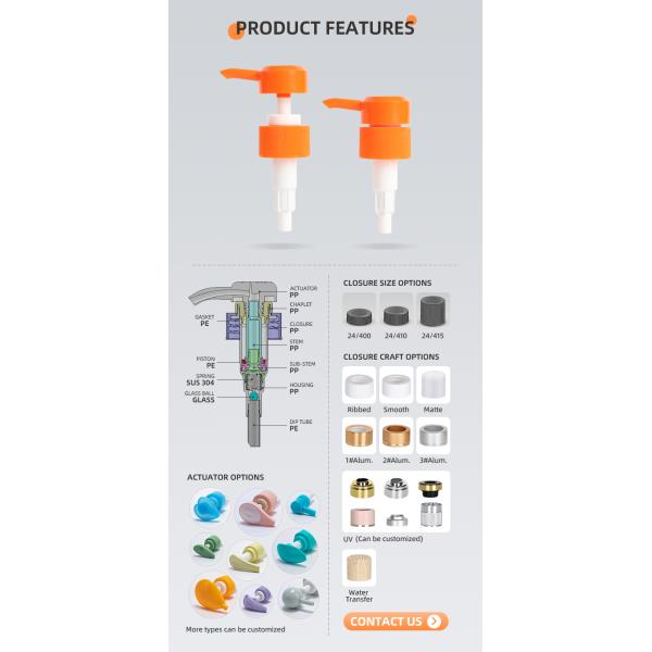 Big Discharge Rate Hand Body Lotion Pump 24 28/410 Dispensing Pump Customized