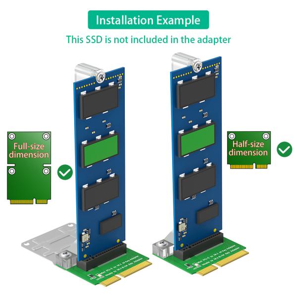 M.2 NGFF nvme SSD в Mini PCI-E адаптер (вертикальная установка) для 2280 NVME SSD