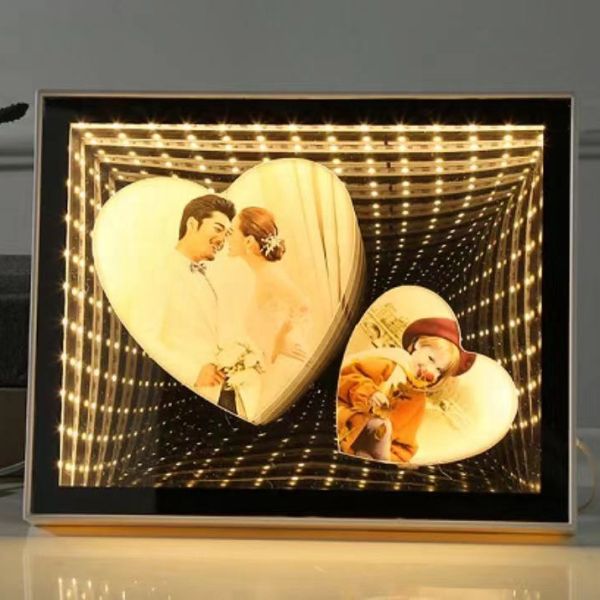 Custom Sublimation Blank 3D LED Magic Mirror Photo Frame For Gifts Home Decoration