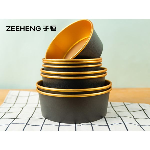 Durable Black Gold Paper Bowl For Catering Events Parties And Food Service Applications With Eco Friendly Disposable Design