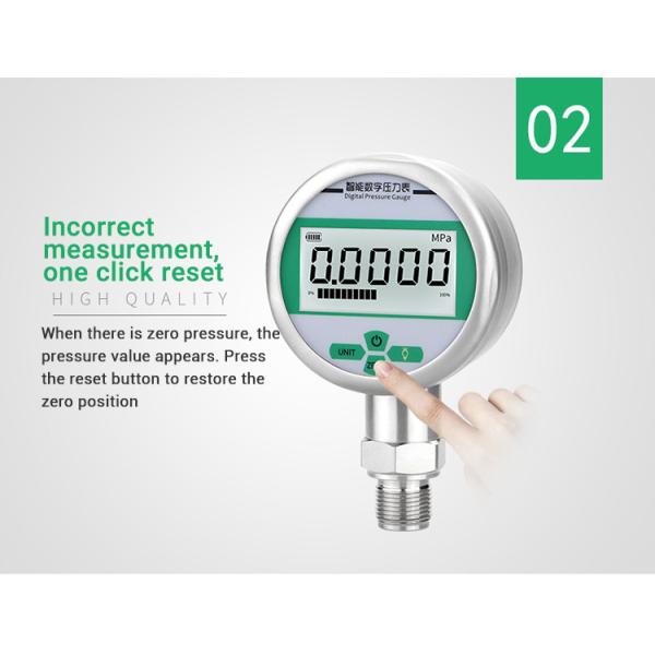 Stainless Steel 304 SS M20*1.5 Thread Gas Manometer Pressure Gauge with Battery Power