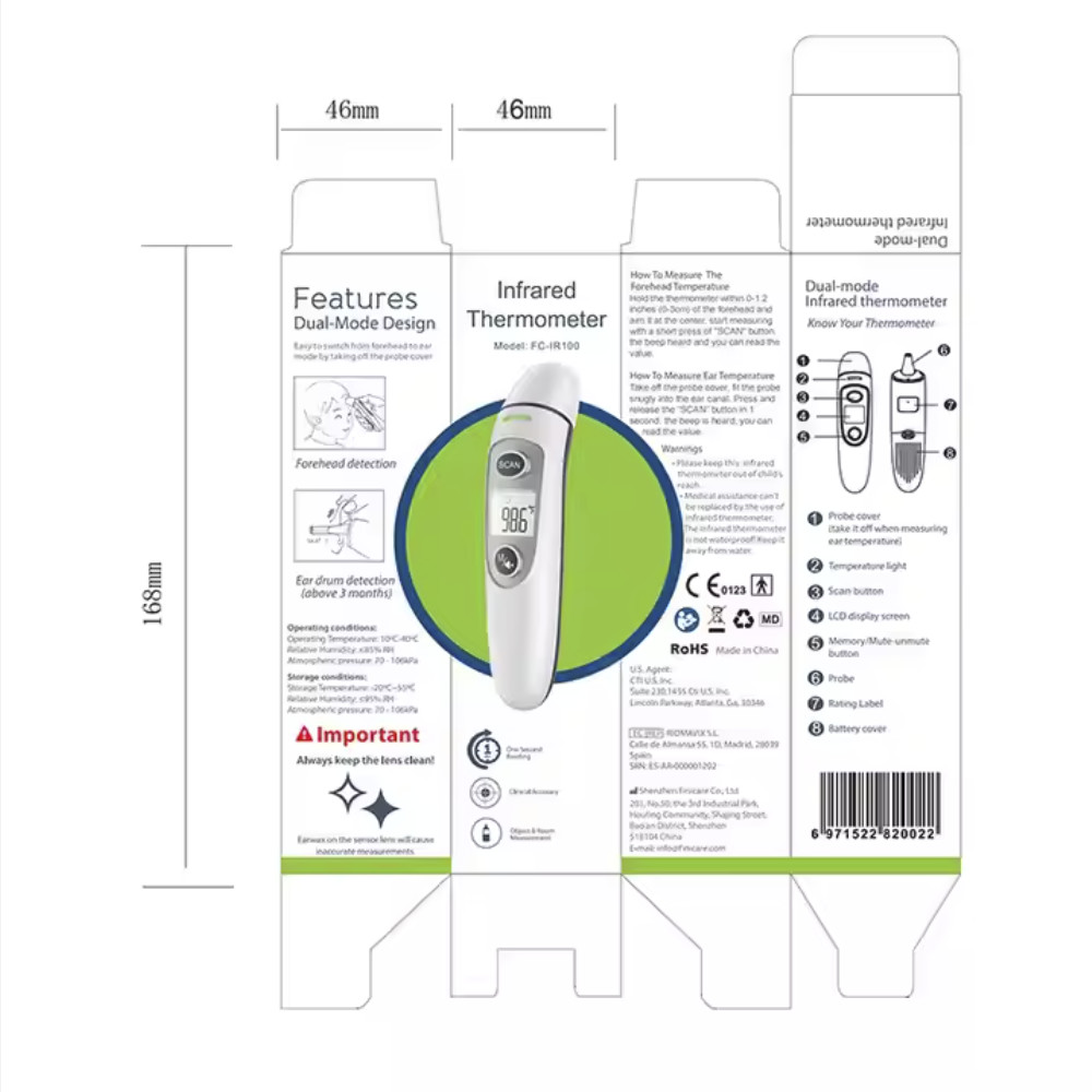 Digital Infrared Forehead Thermometer Temperature Range 32°C - 42.9°C