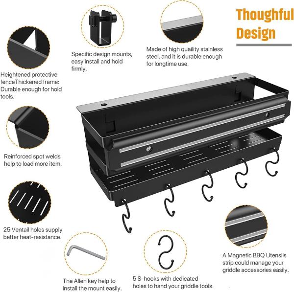 Free Installation BBQ Caddy with Knife Holder for 28 36 Griddle Gas Grill Charcoal Grill Accessories Storage Box