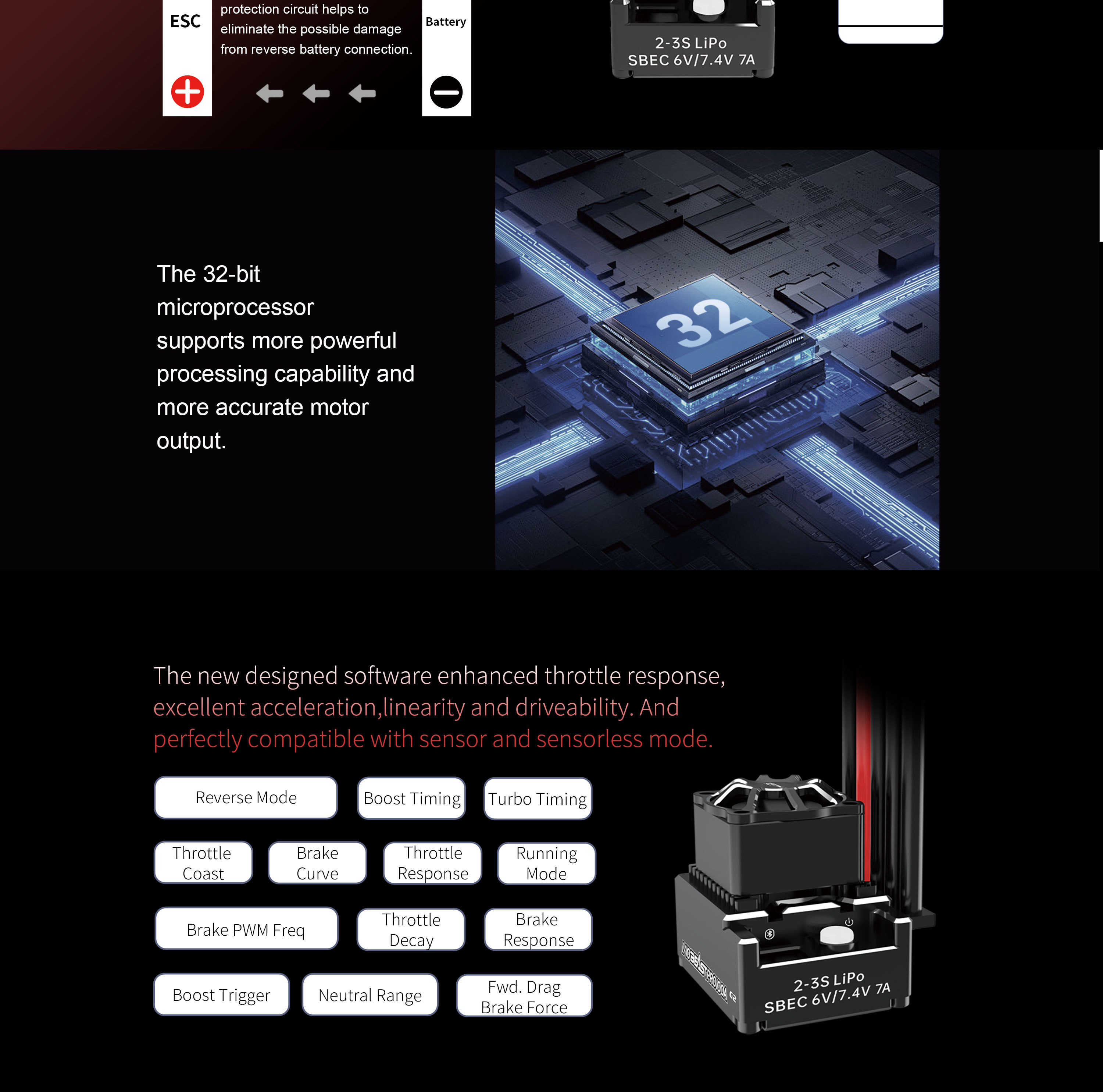 2-3S ZTW Beast PRO G2 100A ESC With 10A BEC For Buggy And Crawler