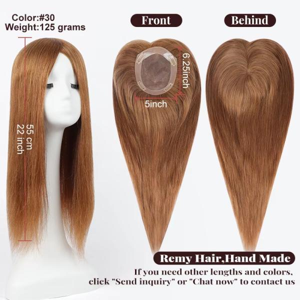 16 Inch Silk Base Hair Topper 5X5 Light Brown Ombre European Hair Wigs Topper Custom Remy 100% Human Hair Topper for Women