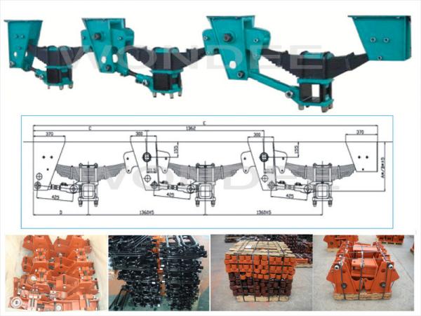 4 Axle TS16949 Semi Trailer Suspension 28 X 130MM Pin Overslung Trailer Axle 132mm