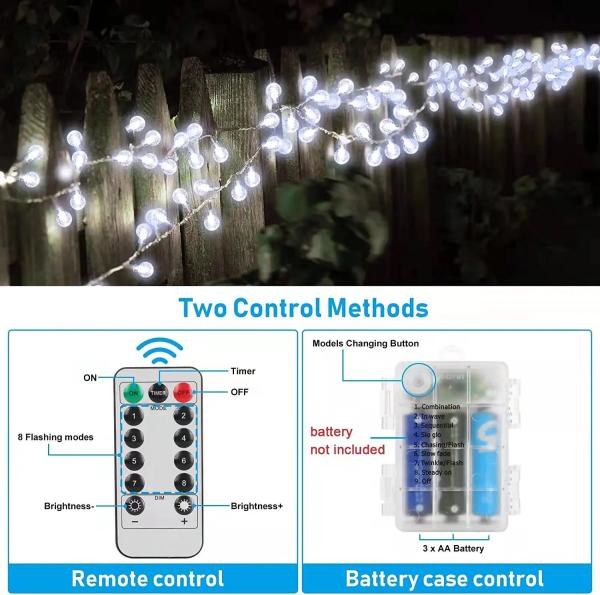 Battery Operated 100 LED String Lights Indoor With Remote Timer 8 Lighting Modes