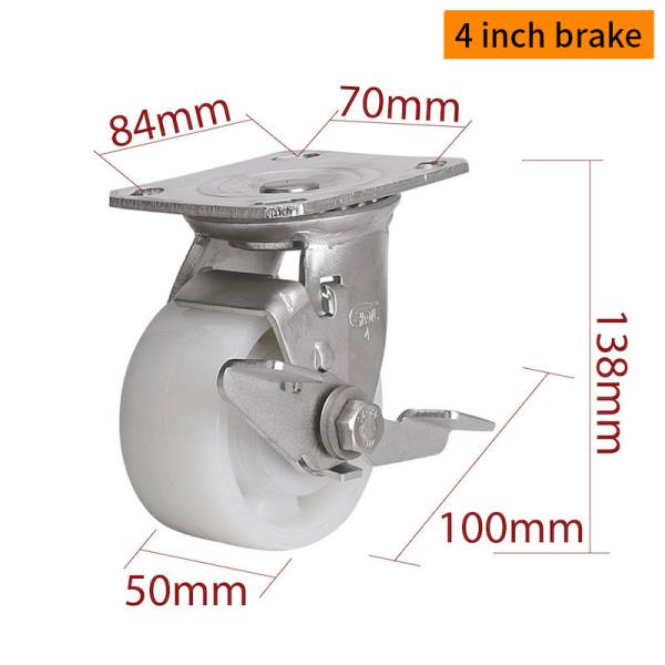 EDL Heavy Duty 4 Inch Stainless Steel Caster Wheel With TPA 380kg Load Capacity S714P-25