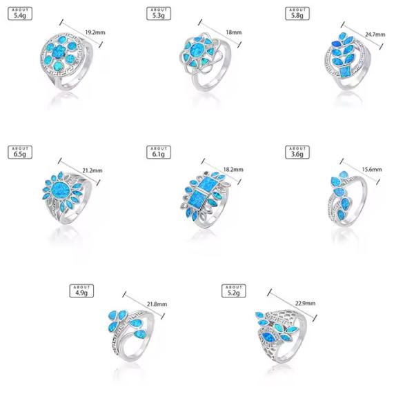 Natural Blue Sterling Opal Jewelry Ring For Women ODM