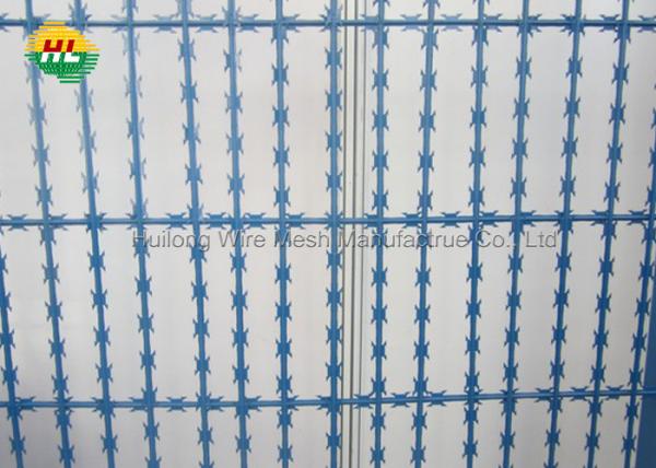 Blue PVC Coated Concertina Razor Wire Fence Stainless Steel ASTM Standard