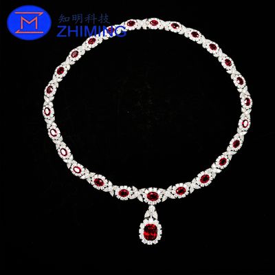 Custom Gemstone Jewelry Lab-Grown Pigeon Blood Red Sapphire Necklace