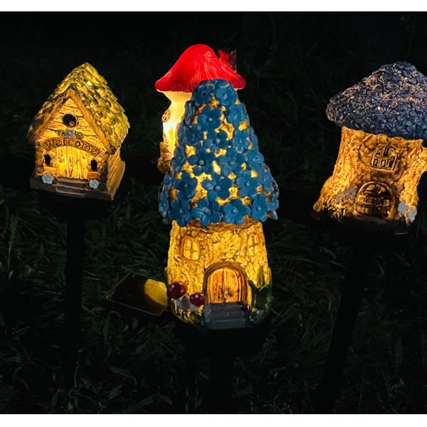 Lawn Landscape Solar Mushroom Lights Outdoor Ground Plug Cartoon Garden House Lights