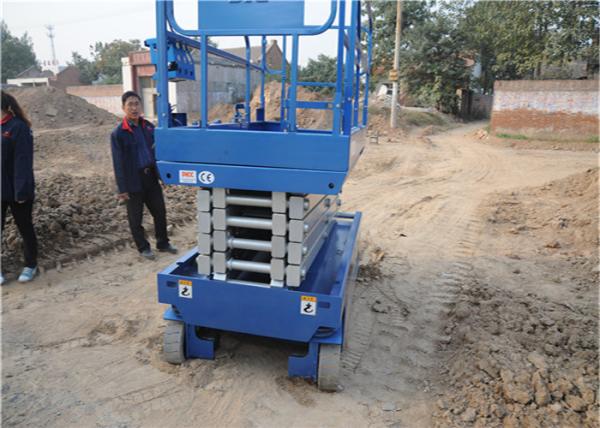 90 Degree Steering Rough Terrain Scissor Lift , Portable Scissor Lift Space Saving