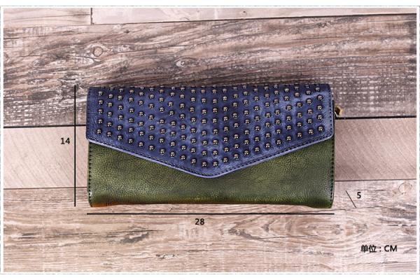 New England retro leather ladies clutch evening bag temperament rivet bag hand