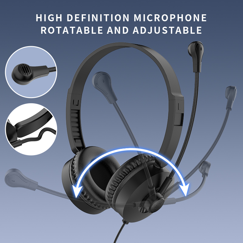 JTY- K3 Head mounted wired headphones with microphone and wired control USB/Type-C/3.5mm multi interface online course learning, customer service, computer headset support OEM/ODM customized products