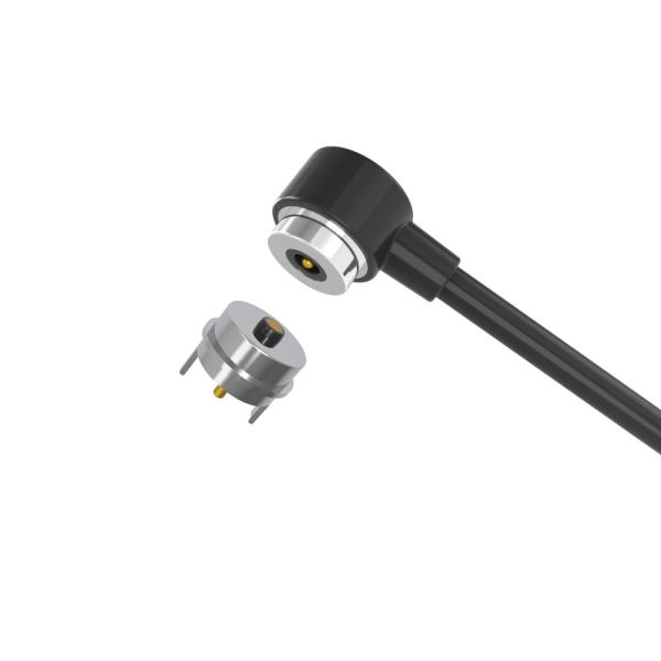 Black TPE 90A Round Male And Female Magnetic Cable Connector With OD6.0MM