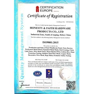 Honesty & Faith Hardware Products Co.,Ltd Certificaciones