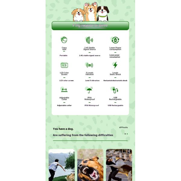 Portable Waterproof Rechargeable Wireless GPS Electronic Dog Fence Trainer Handheld Barking Stop Two-in-One Nylon Plastic Pet