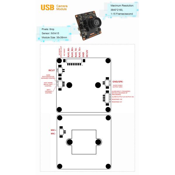 8MP Sony IMX415 4k Ultra Low-Illumination HD Network Ip Camera Module Pcb Board