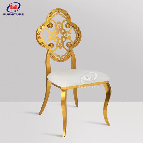 ODM Modern Gold Stainless Steel Chair And Table Hallow Back Design