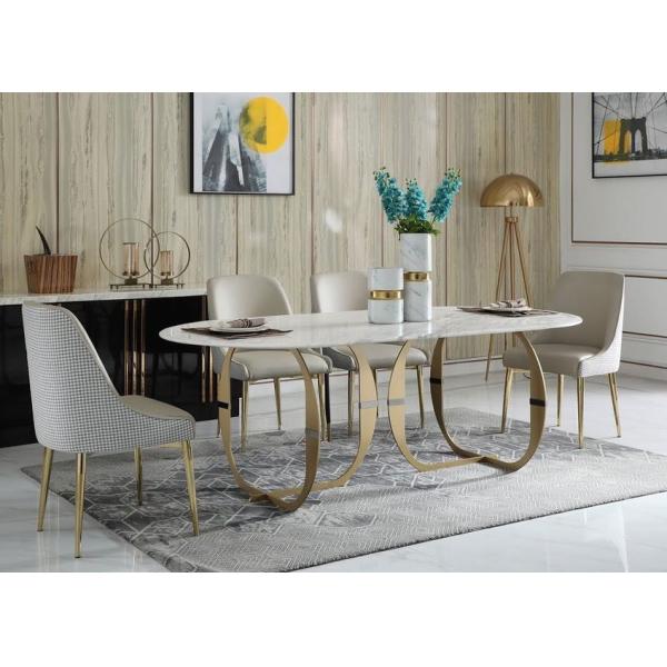 Modern Stainless Steel 160KG White Marble Top Dining Table
