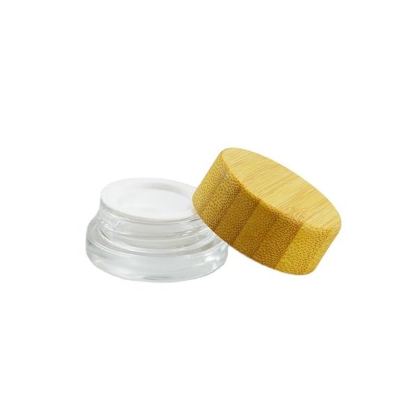 5g Frosted Clear Glass Jar com tampa de madeira de bambu Mantenha seu creme facial cosmético fresco