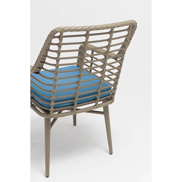 Silla de rotín de jardín con marco recubierto en polvo para muebles exteriores resistentes al agua y al sol