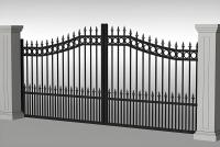 Outdoor Tubular Driveway Gates 12FT Spear Top Black Aluminum Sliding Gate