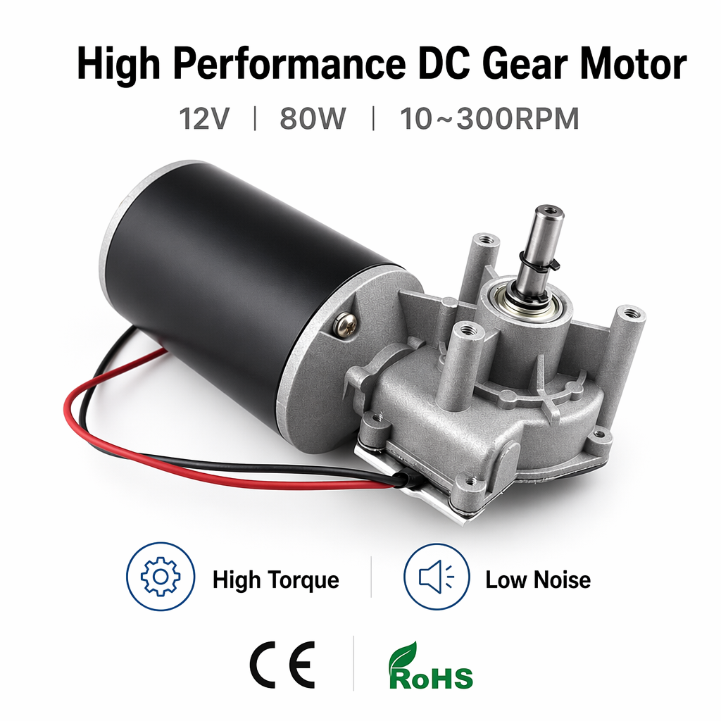 63mm and 76mm Worm Gear Motor with Self-Locking Worm Drive for High Torque Applications