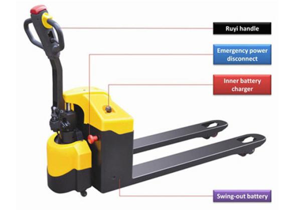 Horizontal Driving Wheel Motorized Pallet Jack , Balanced Semi Electric Pallet Jack