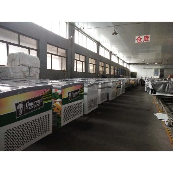 Сползая стеклянный замораживатель острова двери 850L открытый верхний с изготовленный на заказ клеймить