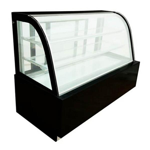 Curved / Right Angled Transparent Glass Stainless Steel Material With Multiple Shelves Cake Freezer