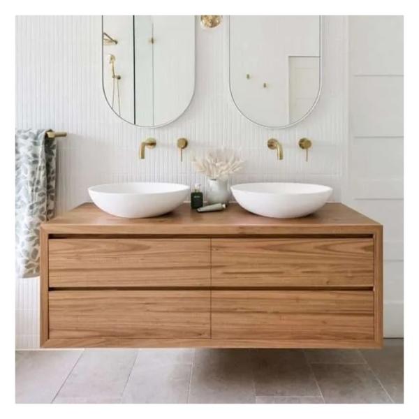 Apartment Bathroom Vanity Combo with Mirror Customized Waterproof Modern Cabinets
