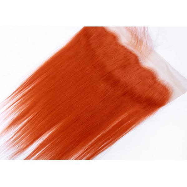 Smooth And Soft Human Hair Lace Closure Orange Color Medium Cap Size