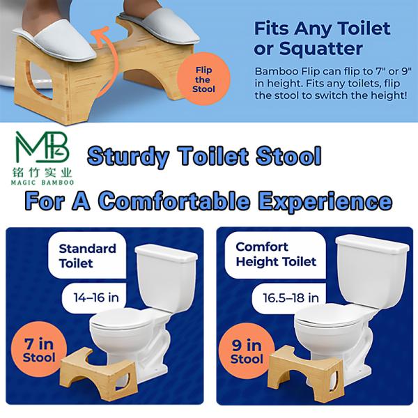Custom Eco-Friendly Bamboo Bathroom Non-Slip Adult Squat Stool