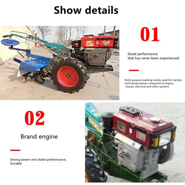 Walking Agricultural Farm Machinery 2 Wheels Farm Hand Tractor